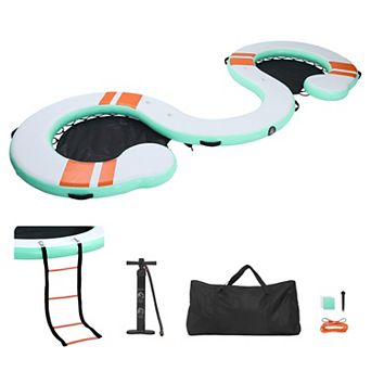 VEVOR Inflatable Floating Dock, 15 x 6 FT Inflatable Dock Platform, Non-Slip with Carrying Bag