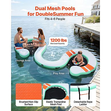 VEVOR Inflatable Floating Dock, 15 x 6 FT Inflatable Dock Platform, Non-Slip with Carrying Bag