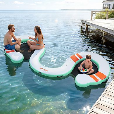 VEVOR Inflatable Floating Dock, 15 x 6 FT Inflatable Dock Platform, Non-Slip with Carrying Bag