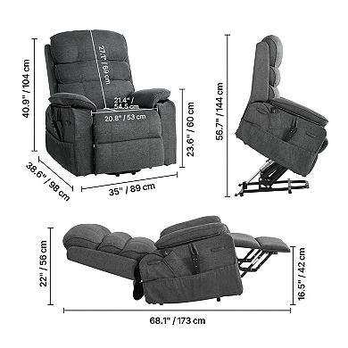 VEVOR Power Lift Recliner Chair, Dual Motor Medium with Heat and Massage, Position Adjustable