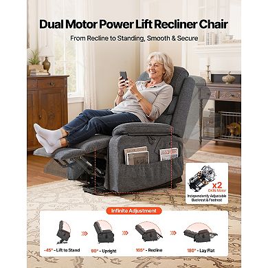 VEVOR Power Lift Recliner Chair, Dual Motor Medium with Heat and Massage, Position Adjustable