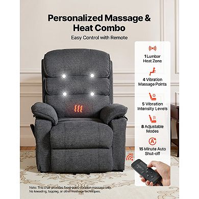 VEVOR Power Lift Recliner Chair, Dual Motor Medium with Heat and Massage, Position Adjustable