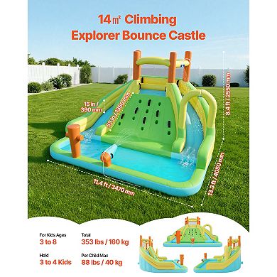 VEVOR Inflatable Bounce House, 13.3 x 11.4 x 8.4 ft Inflatable Bounce House Water Slide