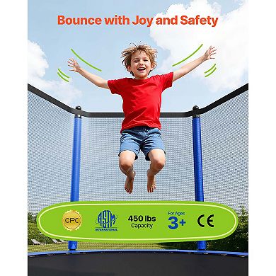 VEVOR Outdoor Trampoline, 14FT Round Recreational Trampoline with Enclosure Net, ASTM Approved