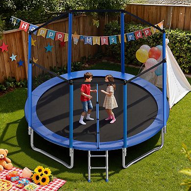VEVOR Outdoor Trampoline, 14FT Round Recreational Trampoline with Enclosure Net, ASTM Approved