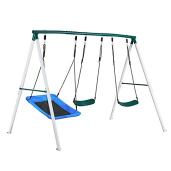 VEVOR Swing Set for Backyard, 45x30 in Swing Seat and Two Belt Seats, with A-Frame Metal Stand