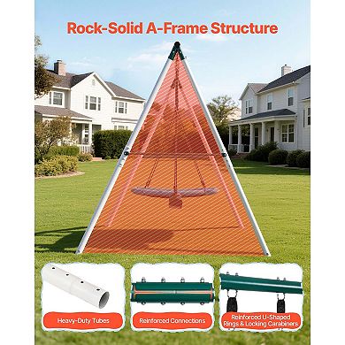 VEVOR Swing Set for Backyard, 45x30 in Swing Seat and Two Belt Seats, with A-Frame Metal Stand