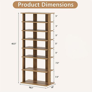 7-Tier Double-Row Shoe Rack with Adjustable Shelves & Anti-Tip Design