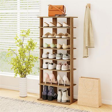 7-Tier Double-Row Shoe Rack with Adjustable Shelves & Anti-Tip Design