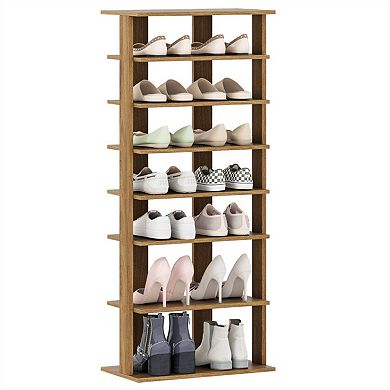 7-Tier Double-Row Shoe Rack with Adjustable Shelves & Anti-Tip Design