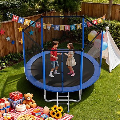 VEVOR Outdoor Trampoline, 10FT Round Recreational Trampoline with Enclosure Net, ASTM Approved