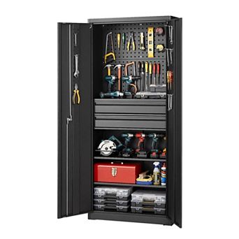 VEVOR Metal Storage Cabinet, 180 lbs Shelf Load Capacity, 70.87" Tall with 2 Locking Doors