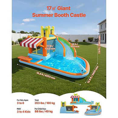 VEVOR Inflatable Bounce House, 14.9 x 12.8 x 7.8 ft Inflatable Bounce House Water Slide
