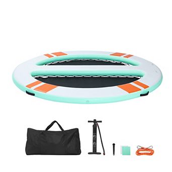 VEVOR Inflatable Floating Dock, 10x8 FT Round Inflatable Dock Platform, Non-Slip with Carrying Bag