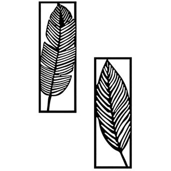 Vintage Botanical Iron Wall Art Set with Tropical Leaves, Floral Design