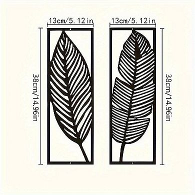 Vintage Botanical Iron Wall Art Set with Tropical Leaves, Floral Design