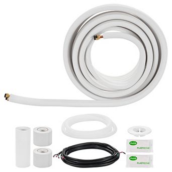 VEVOR 50ft Mini Split Line Set, 1/4” & 1/2” OD AC Copper Tubing Pipe, 3/8 White PE Insulated Coil