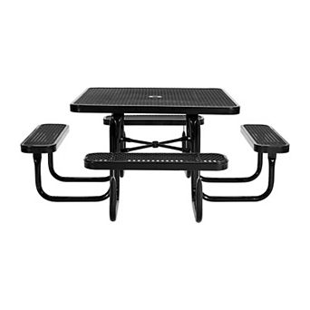 VOR Picnic Table, Outdoor Weather Resistant Patio Dining Furniture Set,Coated Steel 45.7 in Square