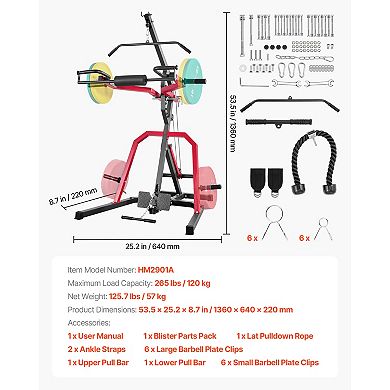 VEVOR Home Gym Equipment, Leverage Gym with 2:1 Ratio LAT Low Row System, Strength Training Machine