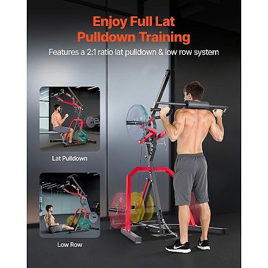VEVOR Home Gym Equipment, Leverage Gym with 2:1 Ratio LAT Low Row System, Strength Training Machine