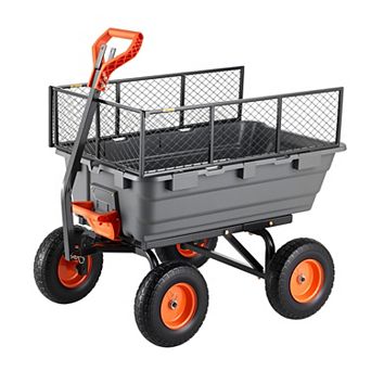VEVOR Garden Dump Cart, 1200 lbs Poly Dump Cart, with Storage Fence, 2-in-1 Convertible Handle