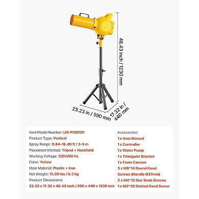 VEVOR Foam Machine, Handheld Spray Foam Cannon Party Machine, Bubble Cannon with Fan