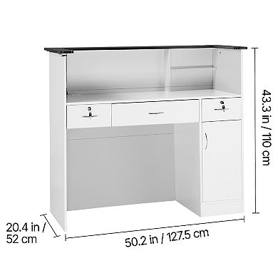 VEVOR Reception Desk, 50 inch Rectangular Front Counter Table, 3 Drawers