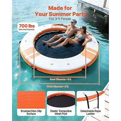 VEVOR Inflatable Floating Dock, 8 FT Inflatable Dock Platform, Non-Slip with Portable Carrying Bag