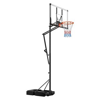 VEVOR Portable Basketball Stand, 5.25 to 10 ft Height Adjustment Basketball Hoop & Goal
