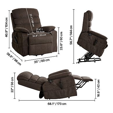 VEVOR Power Lift Recliner Chair, Dual Motor Medium with Heat and Massage for Elderly