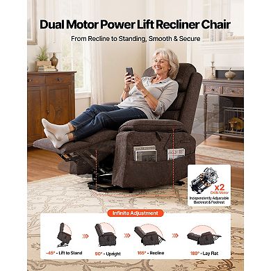 VEVOR Power Lift Recliner Chair, Dual Motor Medium with Heat and Massage for Elderly