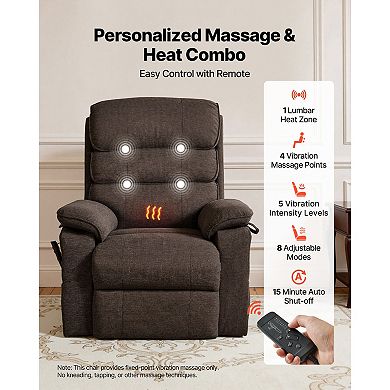 VEVOR Power Lift Recliner Chair, Dual Motor Medium with Heat and Massage for Elderly