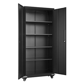 VEVOR Metal Storage Cabinet, 72.6 in Rolling Steel Garage Cabinet with 4 Adjustable Shelves, 5 tier