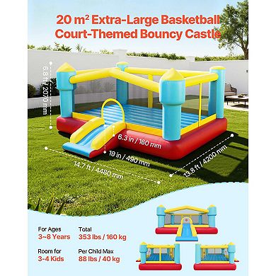 VEVOR Inflatable Bounce House, 14.7 x 13.8 x 6.8 ft Jumping Bouncy Castle