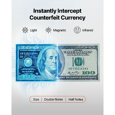VEVOR Money Counter Machine,with CIS/UV/MG/IR/DD/DBL/HLF/CHN Counterfeit Detection