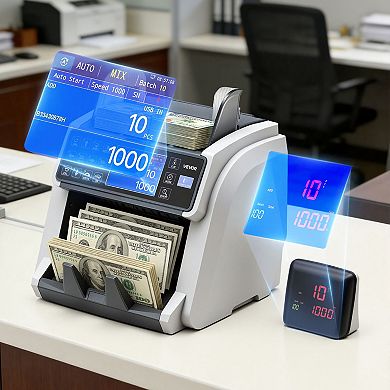 VEVOR Money Counter Machine,with CIS/UV/MG/IR/DD/DBL/HLF/CHN Counterfeit Detection