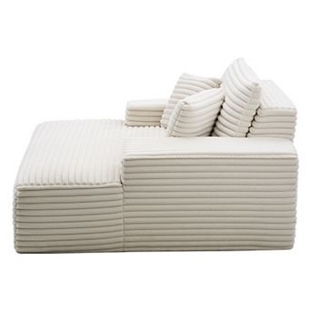 VEVOR Chaise Lounge Chair, 54 in Boneless Chaise Lounge Indoor, Modern Upholstered Oversized, Beige