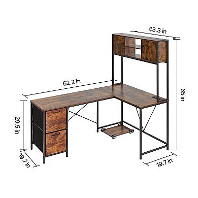 VEVOR L-Shaped Gaming Desk with LED Lights,62.2in Reversible Corner Computer Desk with Power Outlets