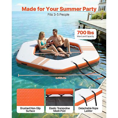 VEVOR Inflatable Floating Dock, 8.5x8.5 FT Inflatable Dock Platform, Non-Slip with Carrying Bag