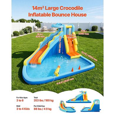 VEVOR Inflatable Bounce House, 11.6 x 13.1 x 7.7 ft Inflatable Bounce House Water Slide
