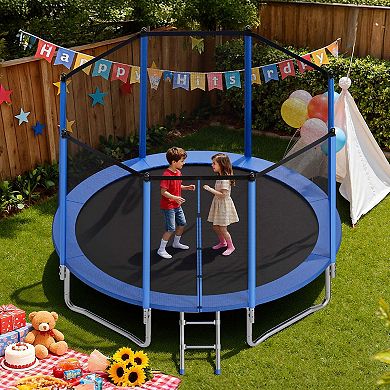 VEVOR Outdoor Trampoline, 12FT Round Recreational Trampoline with Enclosure Net, ASTM Approved