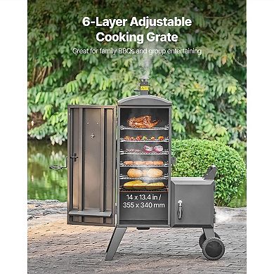 VEVOR Charcoal Offset Smoker, Heavy-Duty Steel with Side Firebox, Movable Outdoor Barbecue Smokers