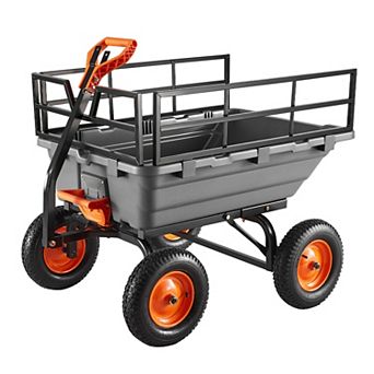 VEVOR Garden Dump Cart, 1500lbs Poly Dump Cart, 15 Cu. Ft. with 2-in-1 Convertible Handle