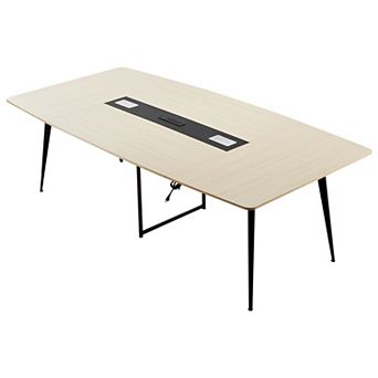 VEVOR Conference Table, 8 ft Boat Shaped Office Meeting Table with Charge Station for 10 Person