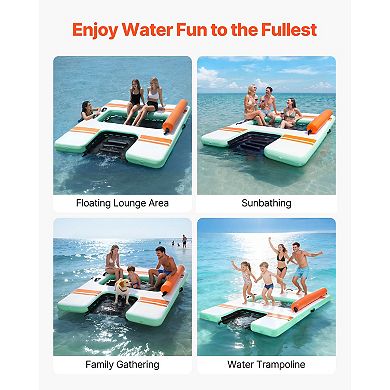 VEVOR Inflatable Floating Dock, 8 x 6 FT Inflatable Dock Platform, Non-Slip with Carrying Bag