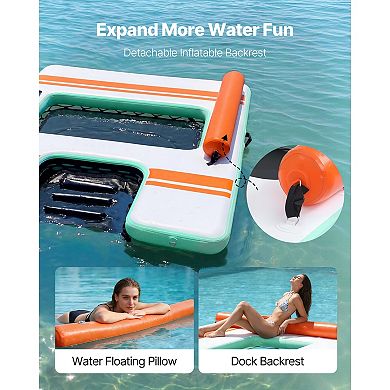 VEVOR Inflatable Floating Dock, 8 x 6 FT Inflatable Dock Platform, Non-Slip with Carrying Bag