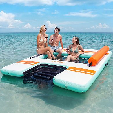 VEVOR Inflatable Floating Dock, 8 x 6 FT Inflatable Dock Platform, Non-Slip with Carrying Bag