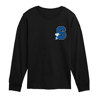 Boys 8-20 Peanut Snoopy Collegiate Letter Long Sleeve Graphic Tee