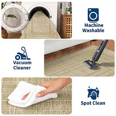 GlowSol Machine Washable Area Rug Stain Resistant Non Slip Modern Mat for Bedroom Kitchen Entryway