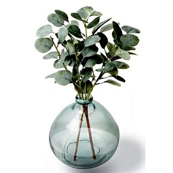 Artificial Eucalyptus in Blown Glass Vase Décor